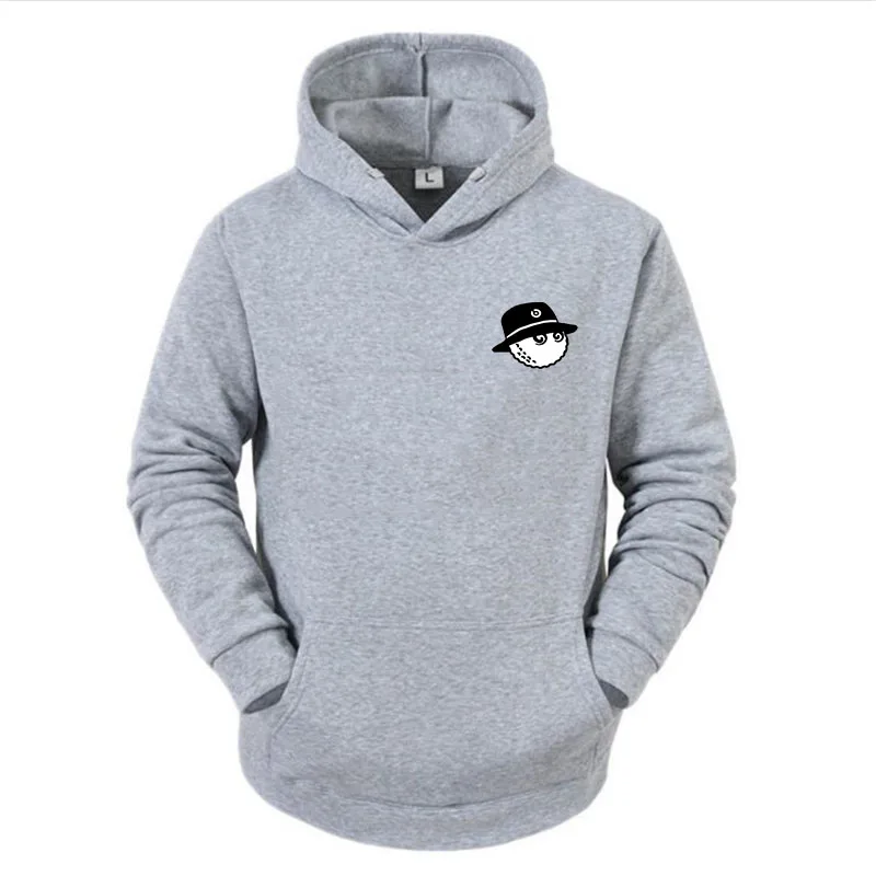 Spring Autumn Elegant Fisherman Hat Print Hooded Sweater Street Men's Warm Pullover Sweater Long Hooded Sweater Long Sleeves