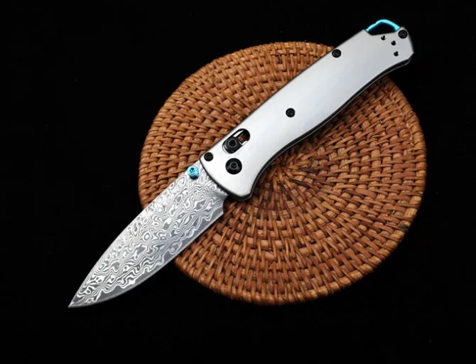 Benchmade 535 Damascus Steel Blade Tactical Folding Knife Titanium Alloy Handle Outdoor Hunting Survival Pocket Knives enlarge