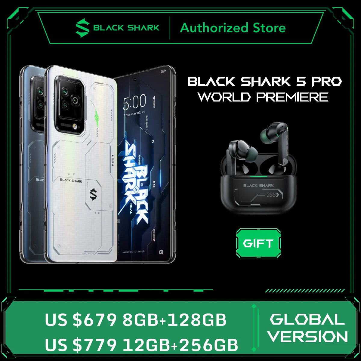 Black Shark 5 Pro Global Version World Premiere FedEx Free Smartphone Snapdragon 8 Gen 1 Gaming Phone 108M Camera 120W Charge