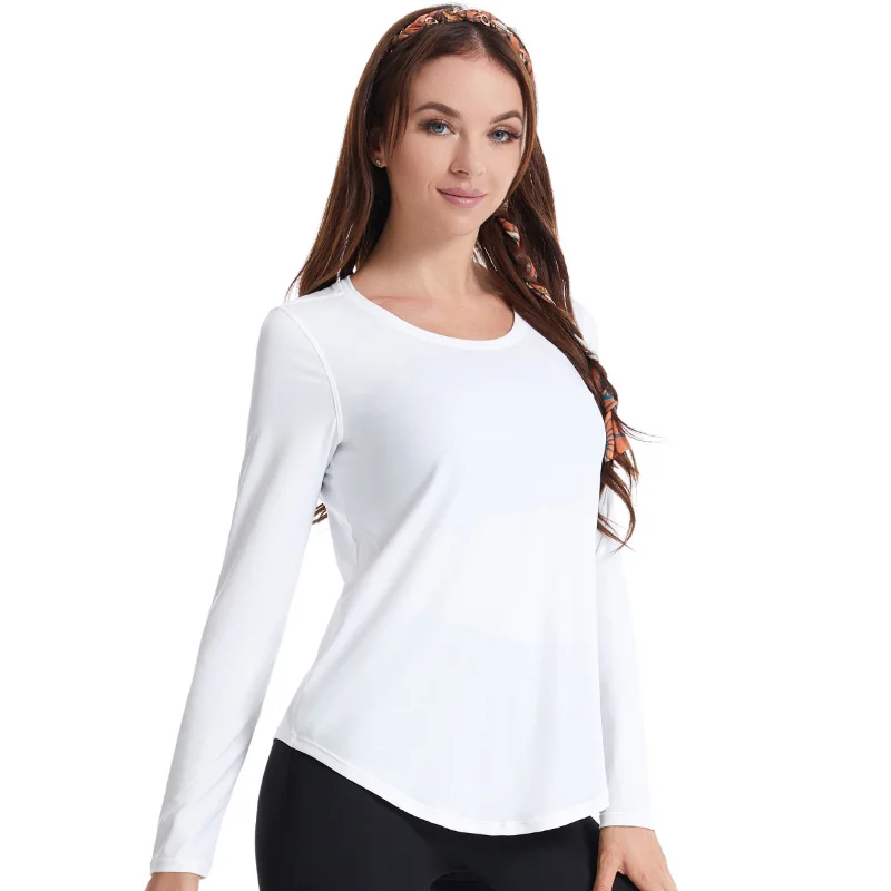 Women's Fitness Long Sleeve Yoga T-Shirt Loose Soft Breathable Sports Tops Female Running Quick Dry Clothing Workout Sportswear
