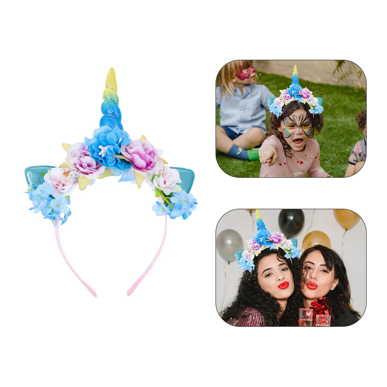 

Очаровательная Повязка на голову с единорогом красивые уши цветок ободок для волос для девочек