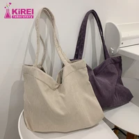 new corduroy bag for women shoulder bags shopper girls handbags zipper eco environmental storage large capacity winter tote bag