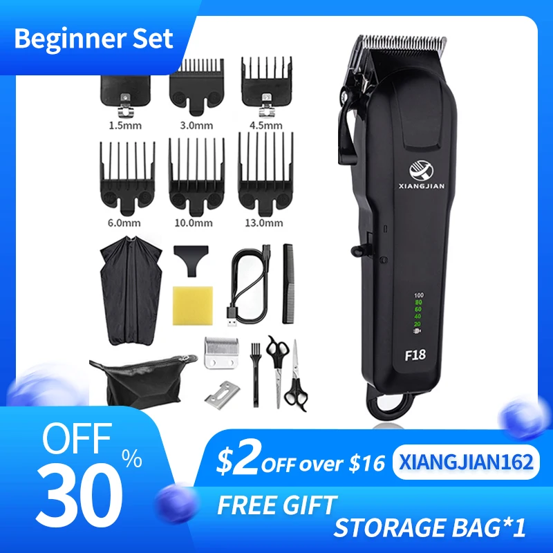 

XIANGJIAN Electric Hair Clipper Adjustable Trimmer For Men Barber Professional Beard Rechargeable Hair Cutting Machine XJ-F18