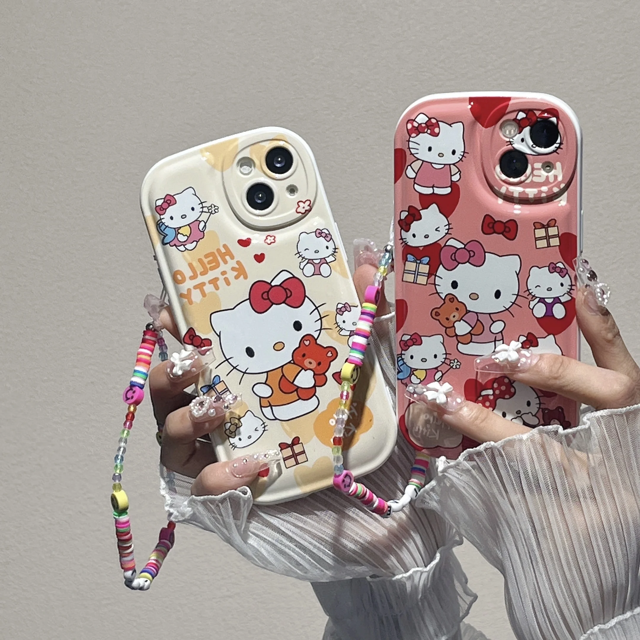 

Cartoon Hello Kitty Phone Case for Iphone14promax 13promax 14plus Iphone11 12promax All-Inclusive Women's Silicone Phone Case