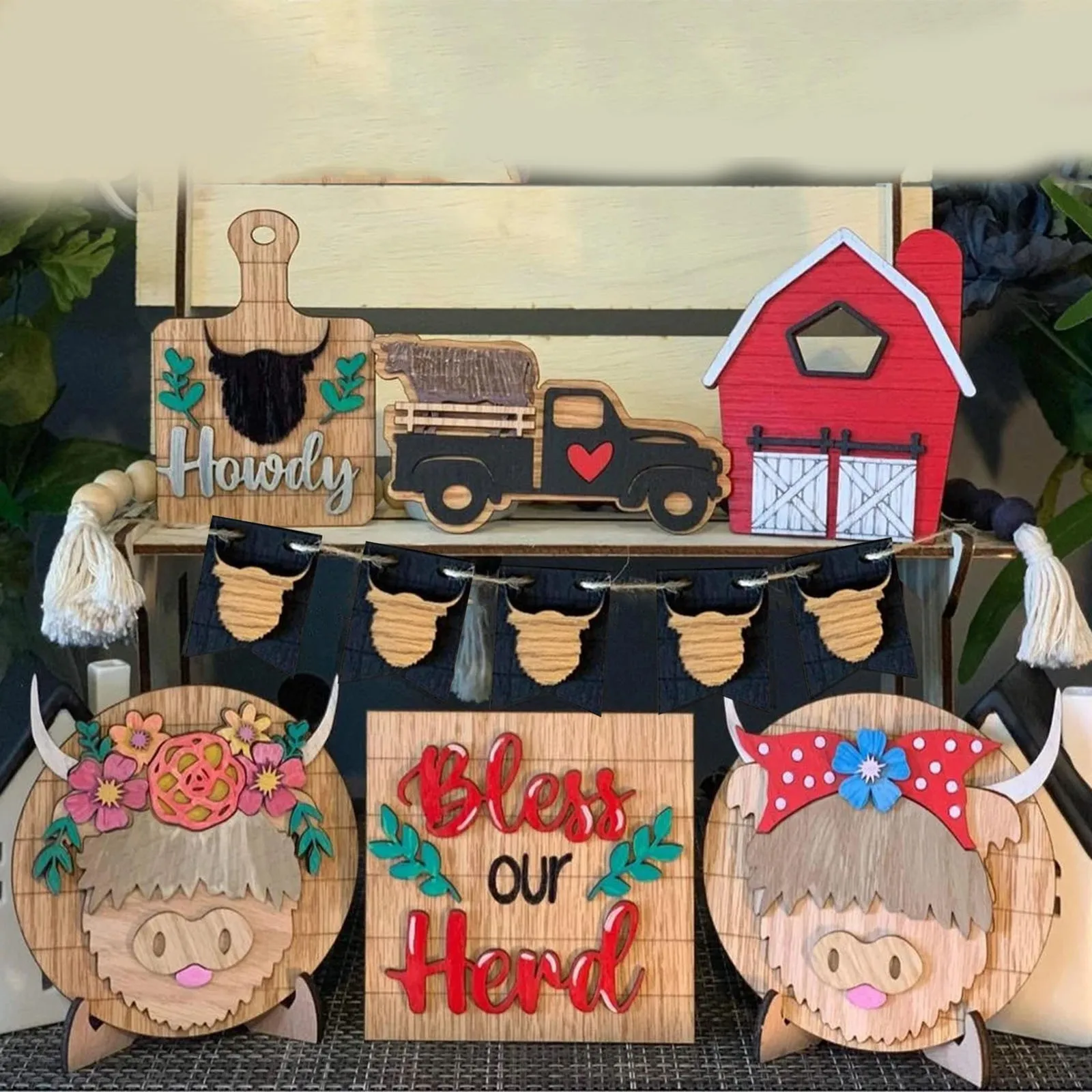 Многослойный Набор Подносов Для Декора Торта Фермерские Животные Корова Дизайн