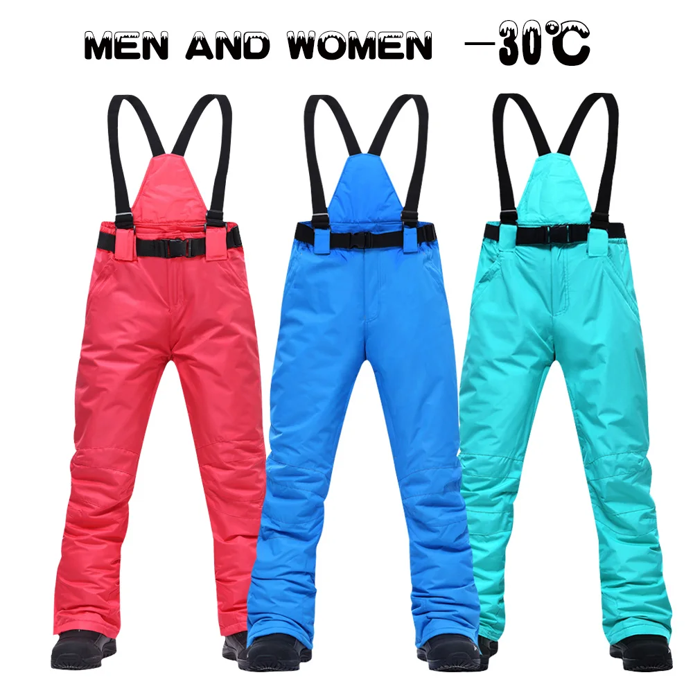 Women Ski Pants Brands New Outdoor Sports High Quality Suspenders Trousers Men Windproof Waterproof Warm Winter Snow Snowboard