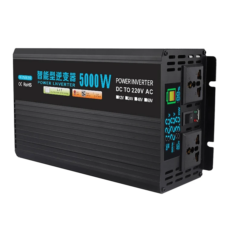 

Автомобильный инвертор с цифровым дисплеем, 5000 Вт, от 12 В до В переменного тока