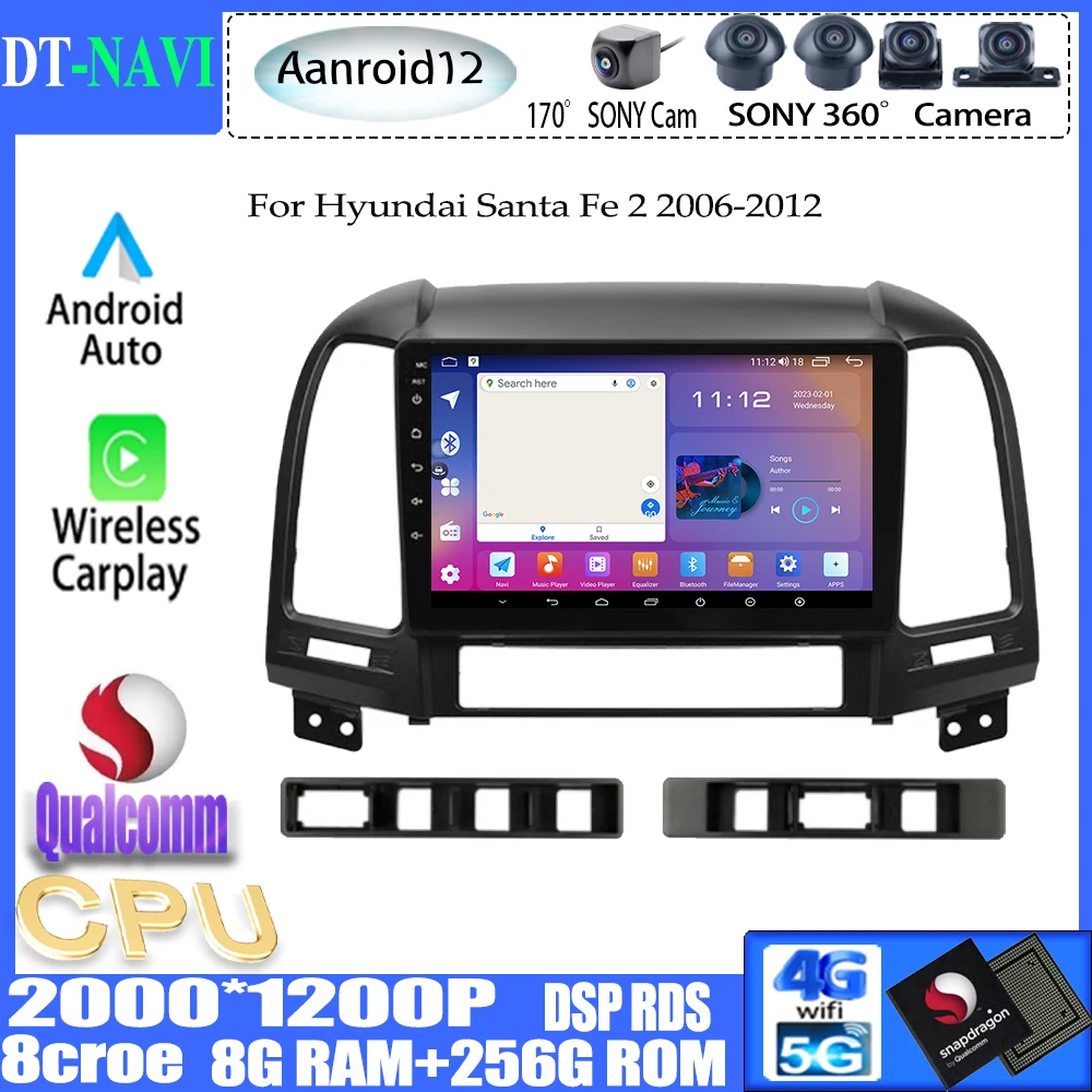 

Qualcomm Android 13 For Hyundai Santa Fe 2 2006 - 2012 Car Radio Multimedia Video Player Navigation stereo GPS No 2din 2 din dvd