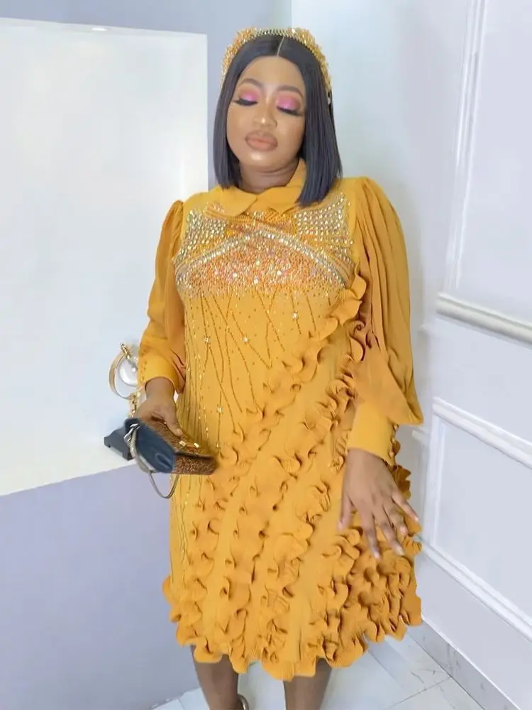 Plus Size Summer African Party Dresses for Women Traditional Dashiki Africa Clothing Diamond Ankara Wedding Evening Gown 2022