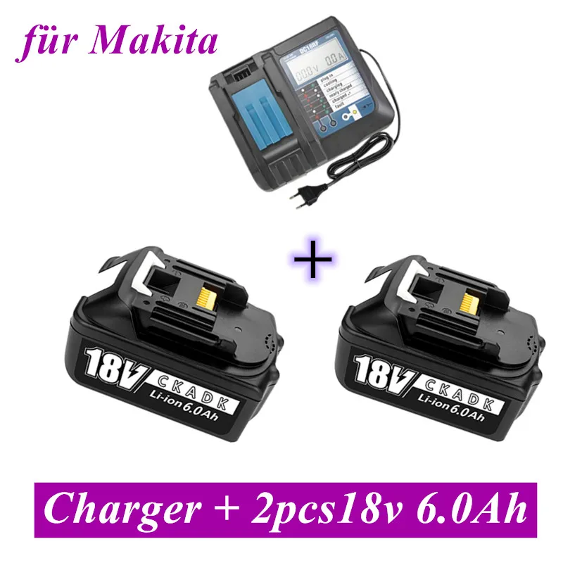 

Bl1860 Oplaadbare Batterij Met Lader, 6000Mah Lithium Ion Batterij Voor 18V Makita, 6Ah, Bl1840, bl1850, Bl1830, Bl1860b, Lxt4