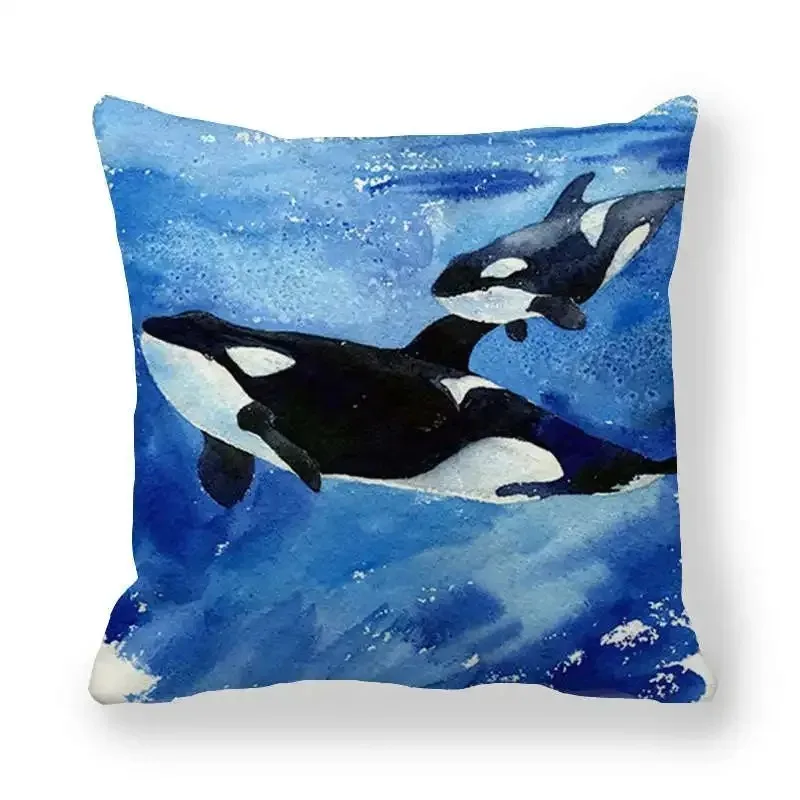 

Декоративная наволочка с рисунком Кита и океана, наволочка, декор для постельного белья