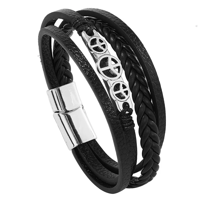 

2022 New Fashion Men Leather Bracelet Classic Handmade Woven Multi-layer Leather Bracelet For Men Jewelry Gift