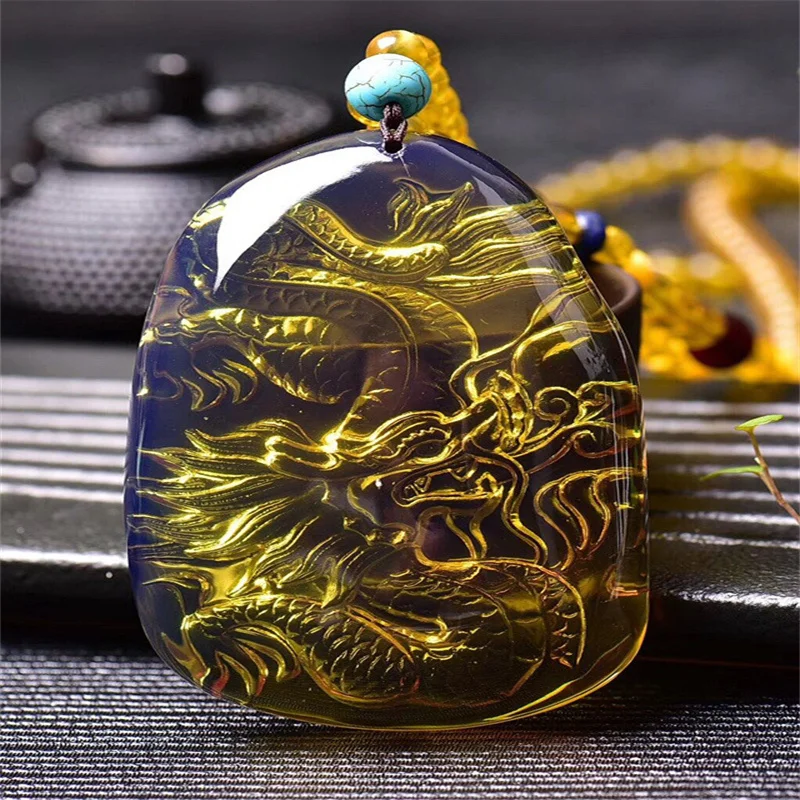 

Лидер продаж, натуральное ожерелье с кулоном из медового воска и дракона ручной работы, модные ювелирные изделия, аксессуары для мужчин и же...