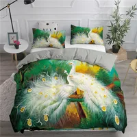Duvet Cover Set 3D Peacock Feather Printed Quilt Cover Set Colorful Comforter Cover for Girl Woman Bedding Set with Pillowcase