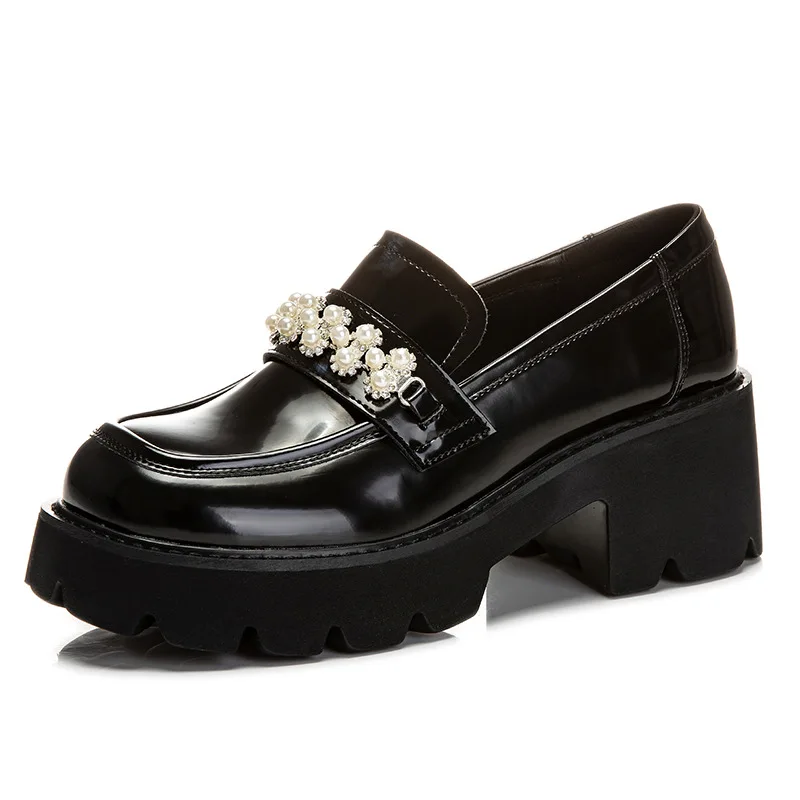 

Pearls Pumps High Heels Chunky Platform Shoes for Women Luxury Designer Loafers Genuine Leather Mary Janes Comfortable Sneakers