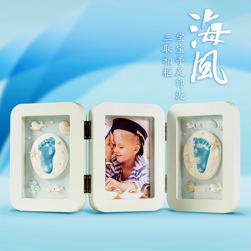

Baby's Hands and Feet Printed with Mud and Lanugo Souvenir Newborn First Birthday Gift Baby Photo Frame Full Moon Collection