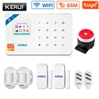 KERUI W181 WIFI GSM Tuya домашняя система охранной сигнализации приложение пульт дистанционного управления цветной экран сирена двери окна датчик сигнализации комплект