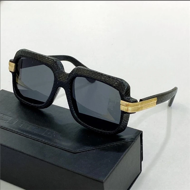 Vintage Snakeskin Square Sunglasses for Woman Fashion luxury brand glasses Contains original packaging MOD607