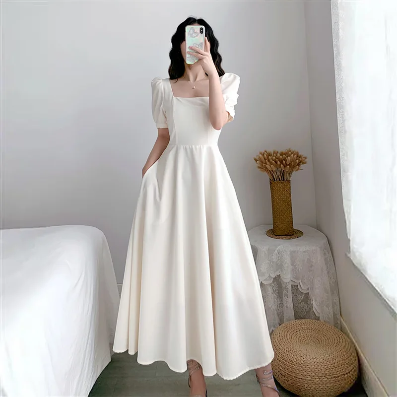 

Платья для женщин, новинка весны 2023, Белое Женское платье с белой юбкой, приталенная, темпераментная длинная юбка выше колена, лето