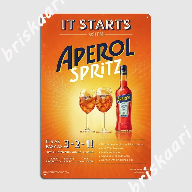 Aperol Spritz, металлический знак, украшение для стены, Настенный декор, фотопостер