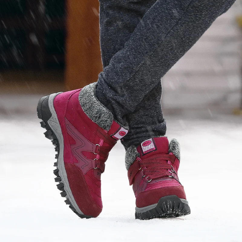 Winter Boots Men Women Hiking Shoes High-top Antiskidding Waterproof Plush Warm Casual Sneakers Plus Size 36-46