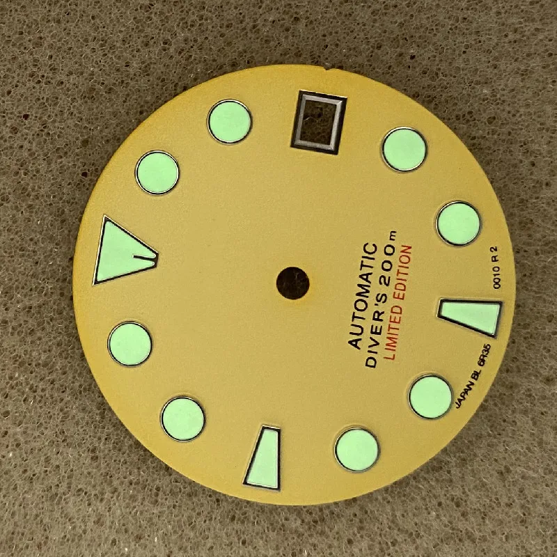 NH35 dial white/yellow Japan C3 luminous SKX007  small MM watch modified NH35/36/4R/6R/7S movement men's watches case