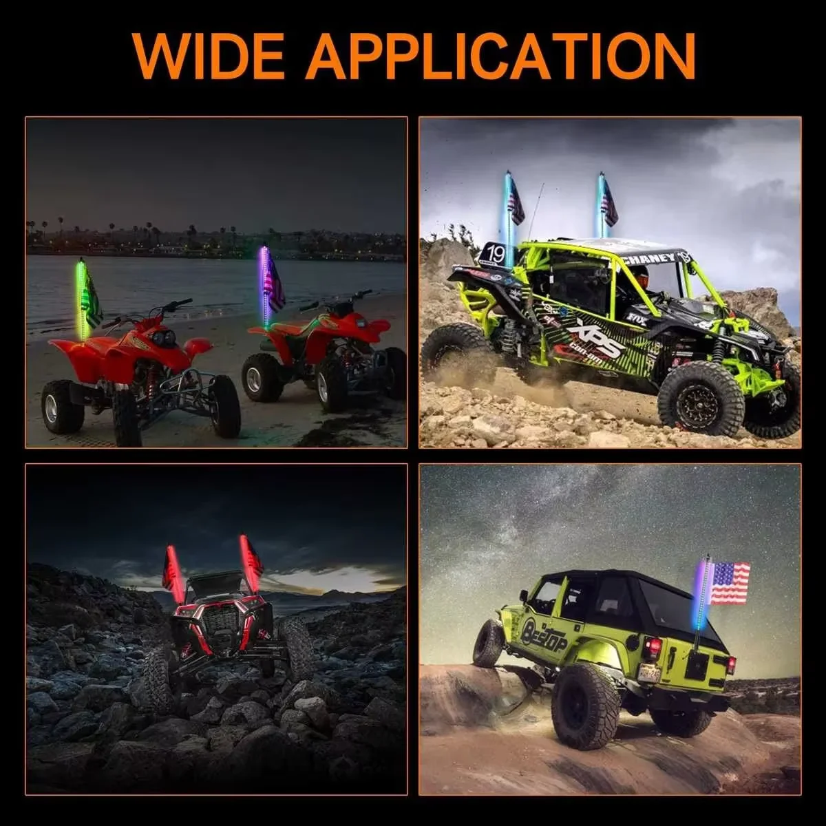 2 шт. 2/3/4/5 футов светодиодный кнут светильник RGB водонепроницаемые антенны para rzr