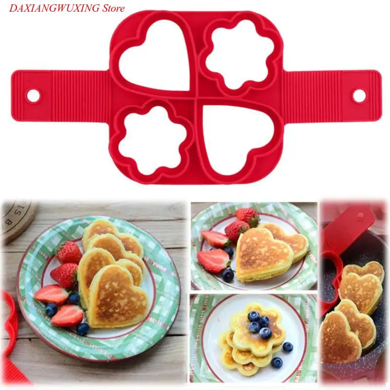 

Прямая поставка, 4 слота, любовь/цветок, силикон, быстрый и простой способ сделать идеальное приготовление, «сделай сам», инструмент для блин...