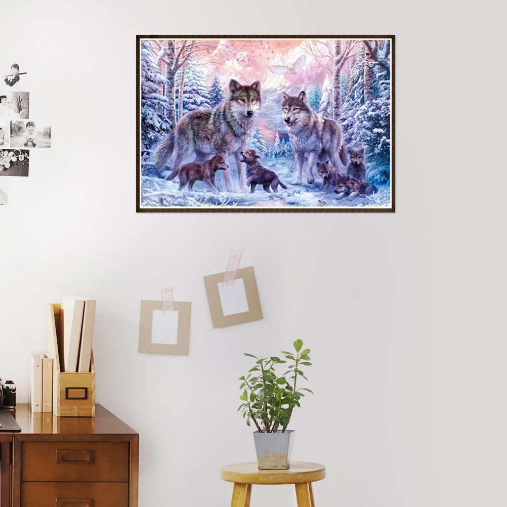 

1pc Unframed Wolf Pattern Home Ornaments Crystal Drawing Cross Stitch