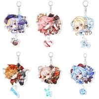 anime keychain genshin impact scaramouche kaedehara kazuha klee high definition keychains cute bag pendant key chain gifts
