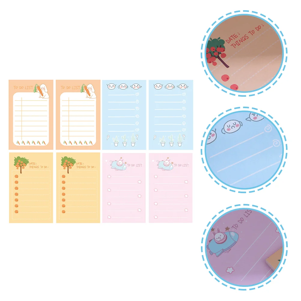 

8pcs Cartoon Self-stick Notes Lovely Self-stick Memo Pad for Students