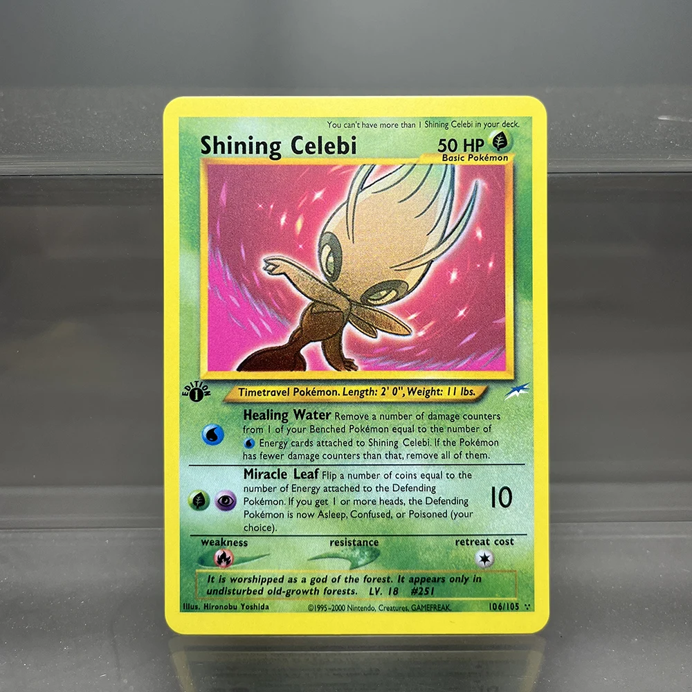 Фото Neo Destiny Charizard PTCG, одна коллекционная карта, 1-е издание, 1996, тирангированная карта Генгар, PKM, прокси-карты, игрушки, подарки №5