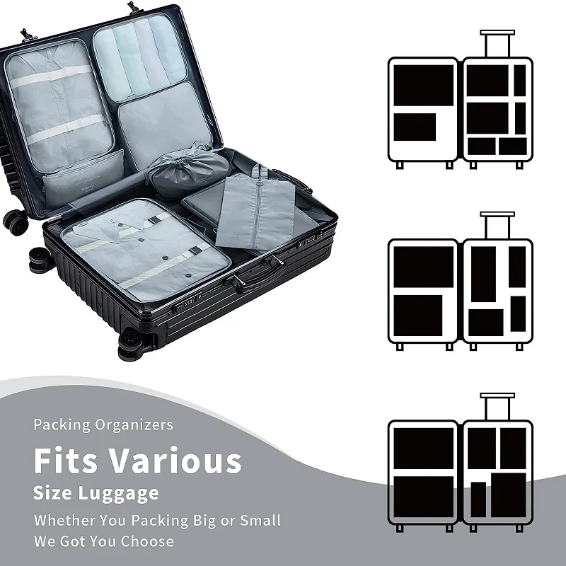 7Pcs Set Travel Bags Large Capacity Storage Organizer Bag Suitcase Packing Portable Clothes Underwear Luggage Shoe Pouch