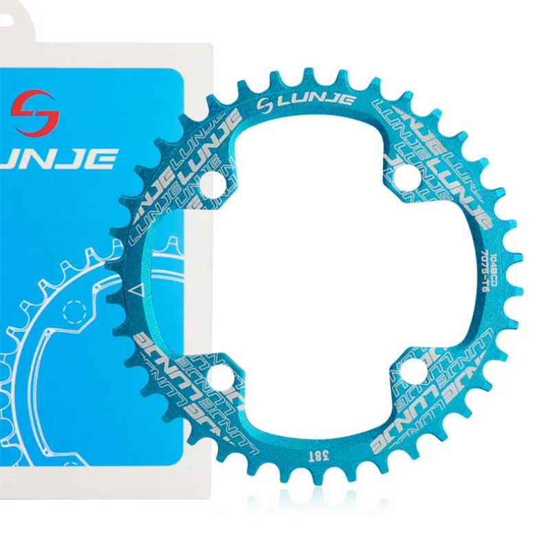 

LUNJE Narrow Wide Chainring 32T 34 Teeth 36T 38 T 104 BCD Round Bike Positive And Negative Tooth Single Disc Cycling Chainring