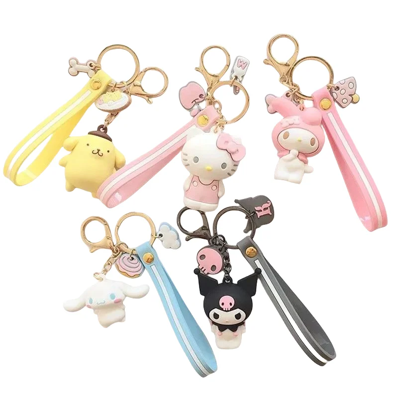 Sanrio, рулон корицы, милая креативная Женская цепочка, мультяшная кукла, автомобильная цепочка, кольцо, подвеска, школьная сумка, подвеска