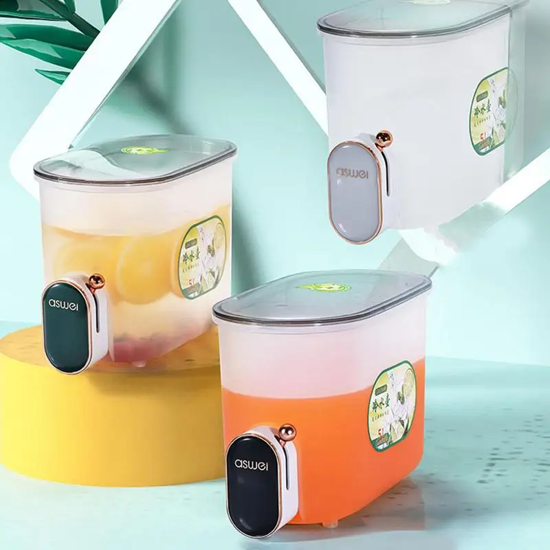 5L Freezer Water Jugs With Faucet Summer Cold Lemon Juice Beverage Pitcher Refrigerator Buckets With Sealing Rubber Ring
