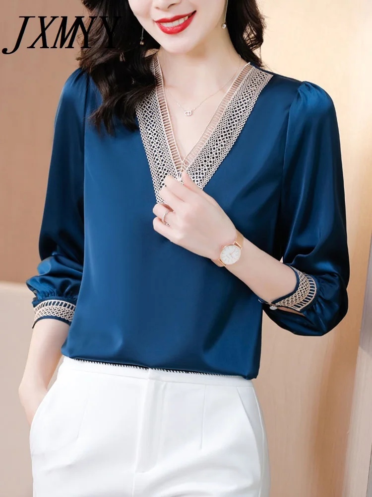 JXMYY блузка с V-образным вырезом Женская на раннюю весну 2022 новый стиль в