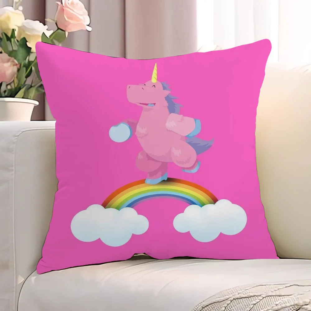 Плюшевые Наволочки С Розовым Единорогом 40x40/45x45 Квадратные Декоративные Короткие