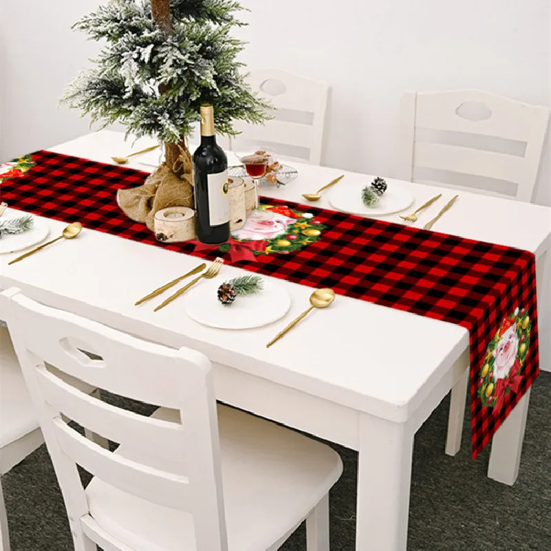 

Table Runners Christmas Decoration Novelties Modern Elegant New Year's Tablecloths Accessories Cotton and Linen Red for Party