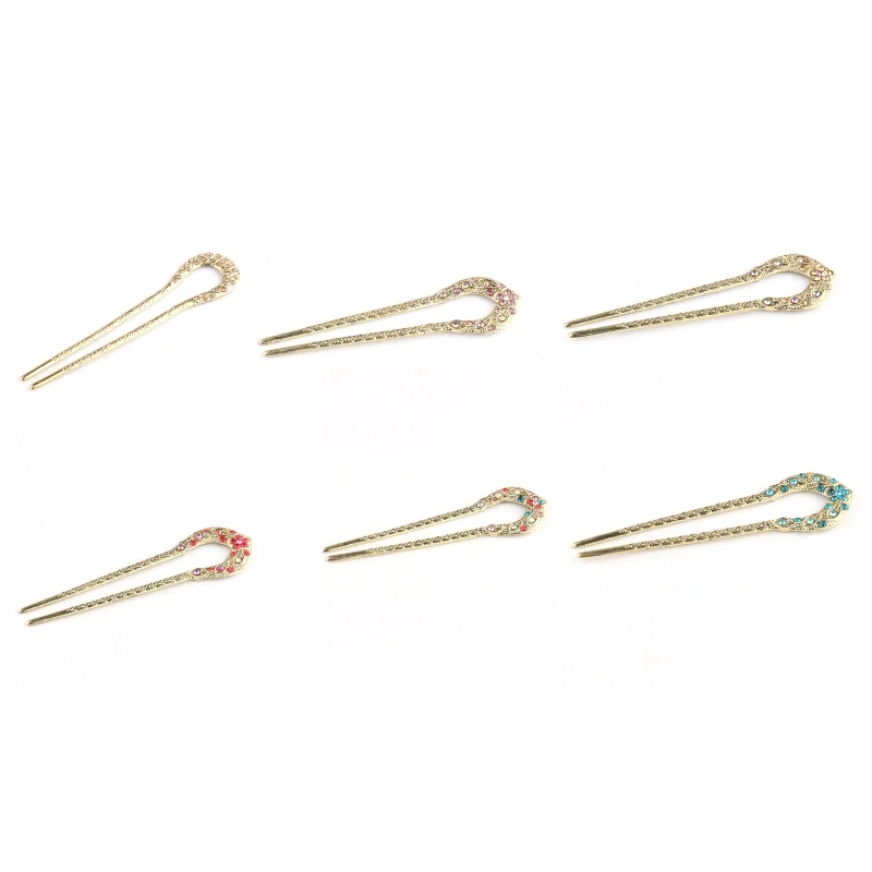 

Металлические U-образные шпильки для волос, винтажная шпилька для волос с кристаллами, вилка, свадебные аксессуары для волос