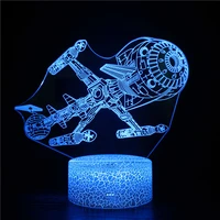 spaceship rocket astronaut lamp illusion 3d led night light for kids room decor table lamp 16 color with remote visual lights