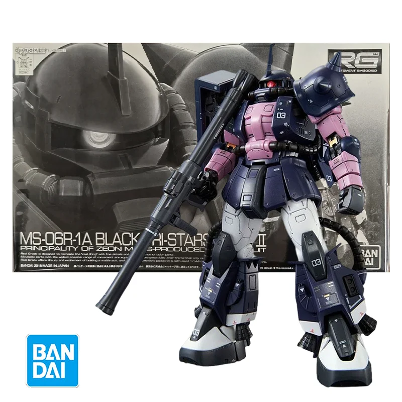 

Bandai RG 1/144 PB MS-06R-1A BLACK TRI-STARS ZAKU 2 Model Kit Anime Action Fighter Assembly Models Collection Original Box Toy