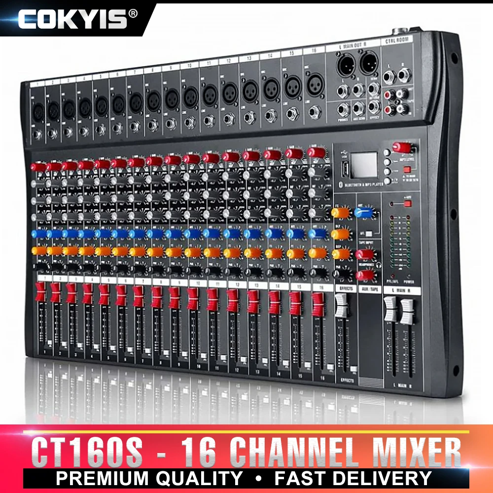 

16-канальный аудио микшер музыкальный режим USB Bluetooth микшерная консоль усилитель компьютерное воспроизведение фантомное питание эффект