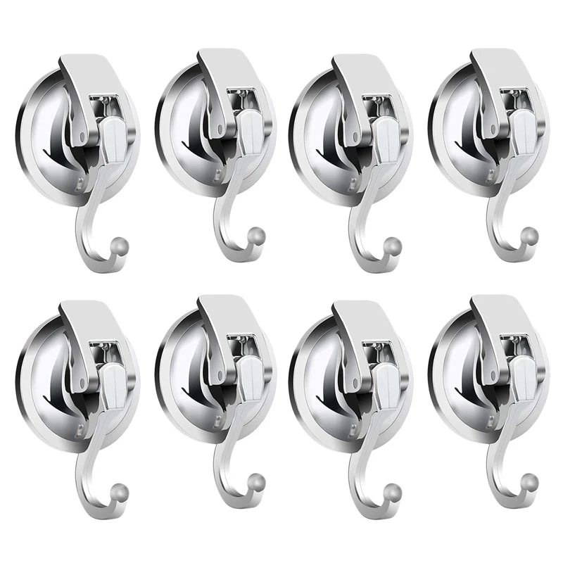 

Heavy Duty Vacuum Suction Cup Hooks (8 Pack) Specialized For Kitchen Bathroom Restroom Organization