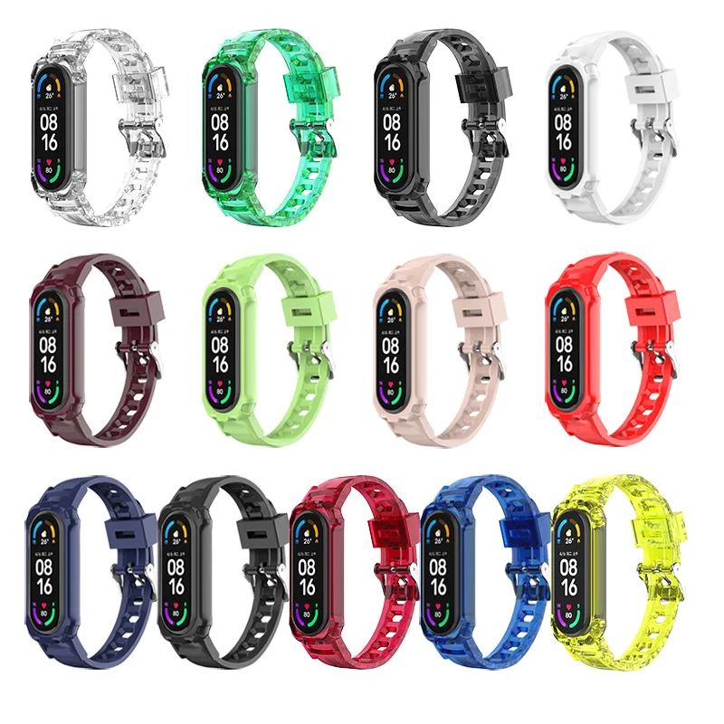 Фото Ремешок для часов Xiaomi Mi Band 7, прозрачный браслет с отверстиями для воздуха, для спортивных смарт-часов, браслет для mi band 6, 5, 4, 3, 8 №1