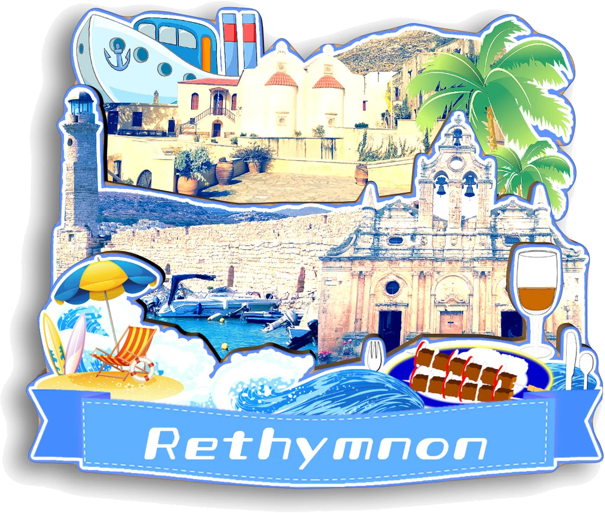 Фото Rethymnon Larissa Pelion Rethymno Sparta Mycenae Skiathos Lefkada Kamari GREECE Магнит на холодильник Путешествия Сувенир Подарок Ручная работа №2