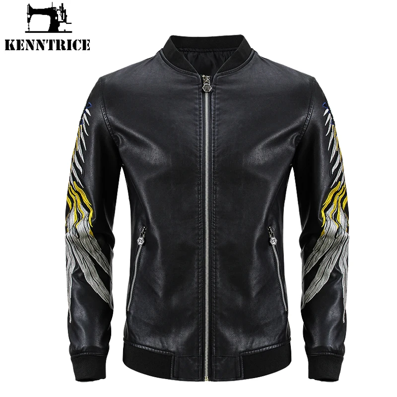 Kenntrice Racing Leather Jackets For Men Motorcyclist Biker Man Leather Jacket Winter Clothes Autumn Coat Fashion Male Jackets