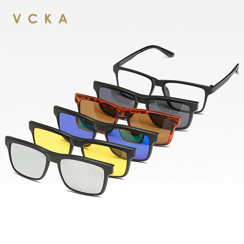 Мужские и женские очки для чтения VCKA 6 в 1 маленькие поляризационные квадратные с