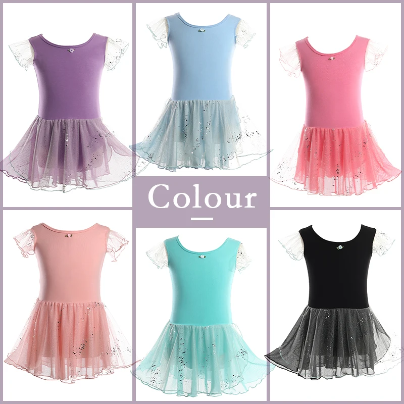 Ballet Skirt wear outfit for girls Dance dress clothes Kids women Leotard Short Sleeve Cotton Costumes dancing closed File Tutu