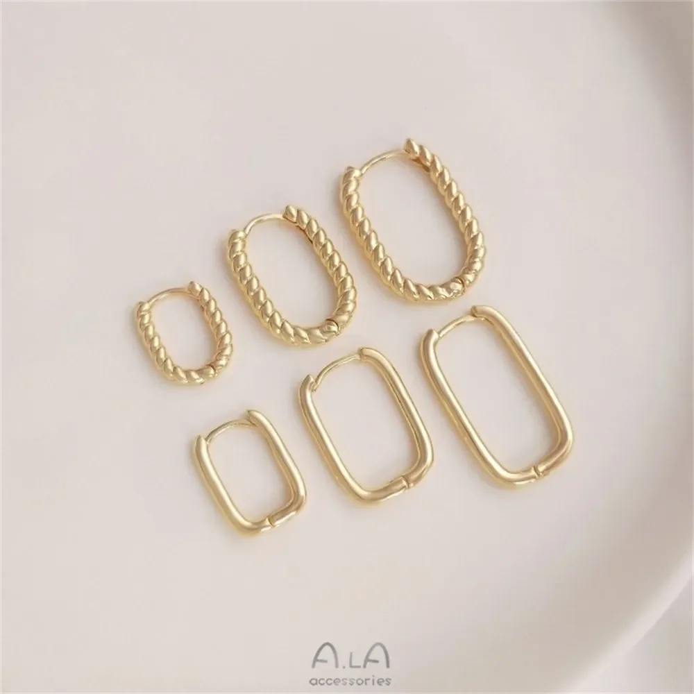 U-образные модные серьги глянцевые из настоящего золота 14 карат простая легкая